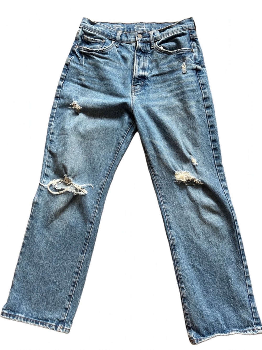 a.n.a Highest Rise Vintage Straight Jeans Size 6 Distressed Button Fly